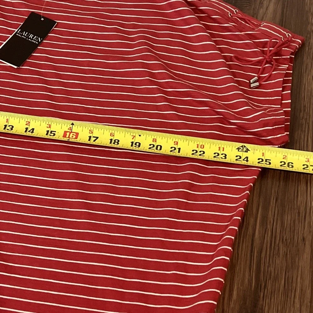 Black Label Polo Ralph Lauren Womens Sz XL Red Striped Short Sleeve